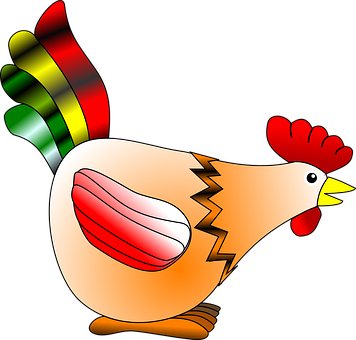 Colorful Cartoon Chicken Illustration PNG with transparent background