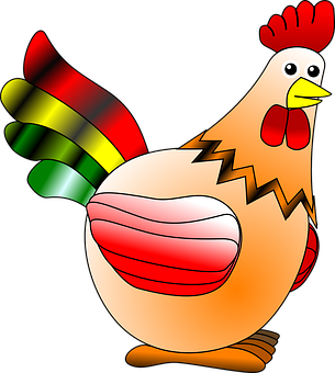 Colorful Cartoon Chicken PNG with transparent background