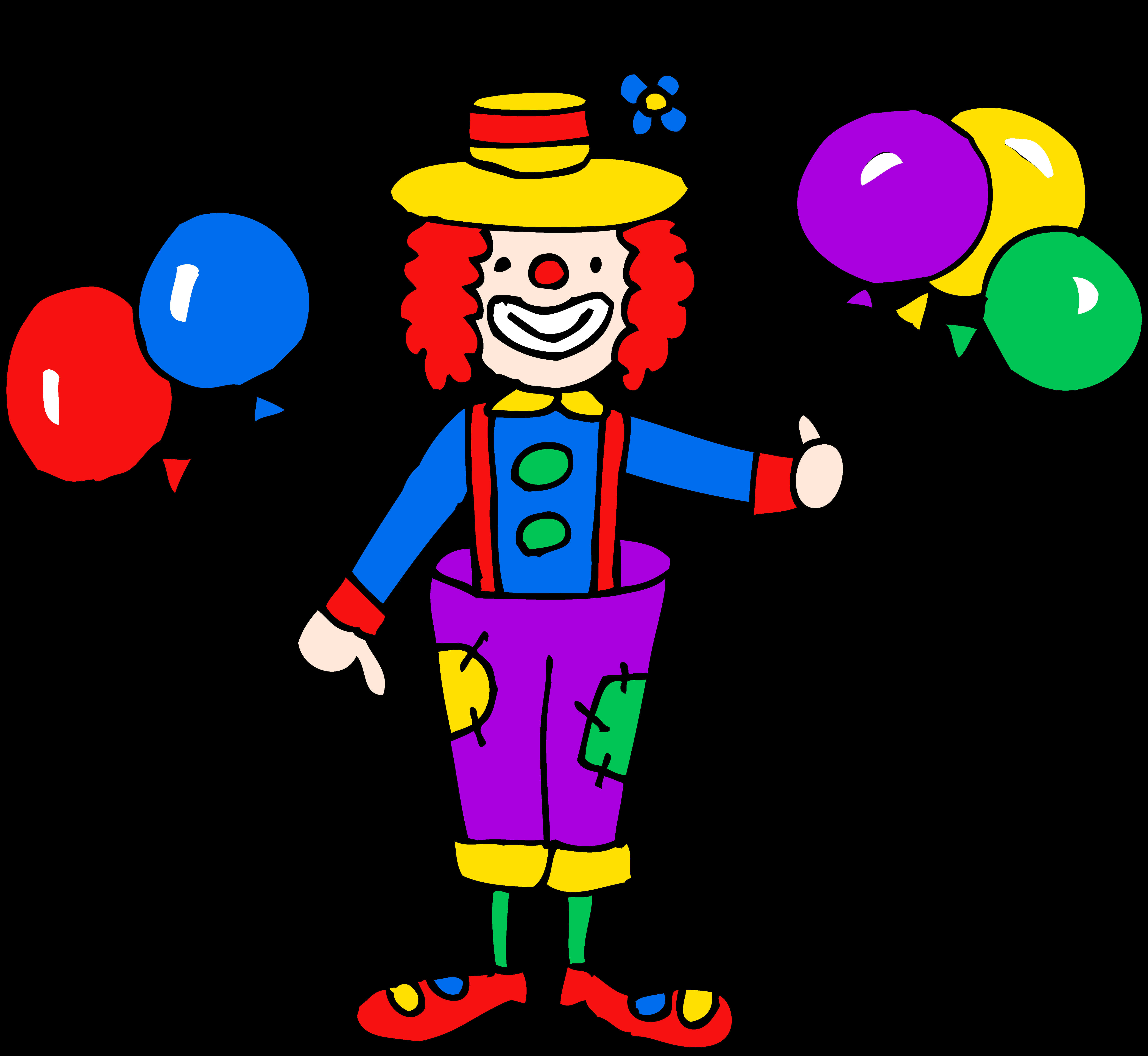 Colorful Cartoon Clownwith Balloons PNG with transparent background