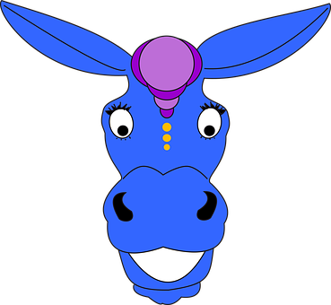 Colorful Cartoon Donkey Head PNG with transparent background