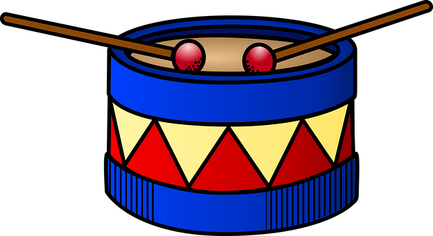 Colorful Cartoon Drum Illustration PNG with transparent background