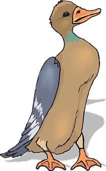 Colorful Cartoon Duck Illustration PNG with transparent background