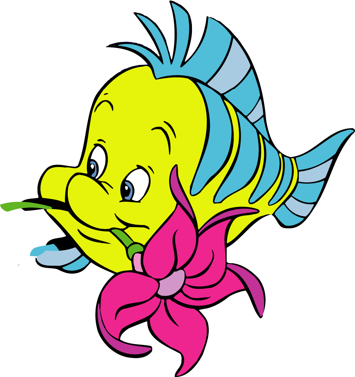 Colorful Cartoon Fish With Flower