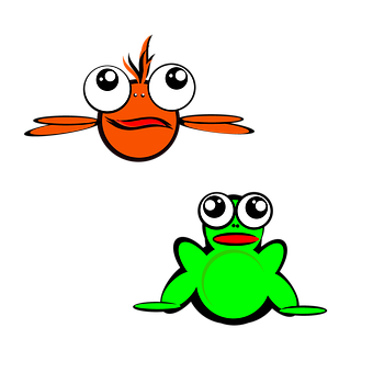 Colorful Cartoon Fishand Frog