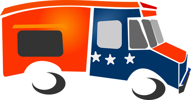 Colorful Cartoon Food Truck PNG with transparent background