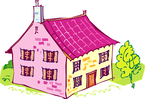 Colorful Cartoon House Vector PNG with transparent background