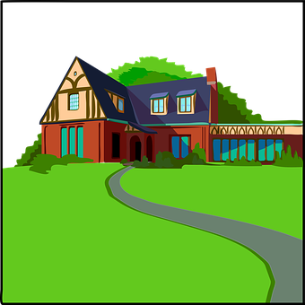 Colorful Cartoon Houseat Night PNG with transparent background
