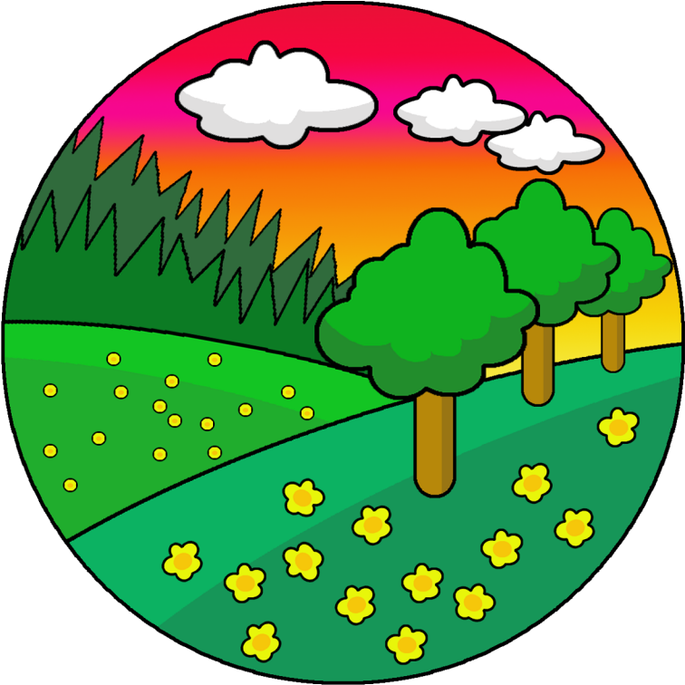 Colorful Cartoon Landscape Circle PNG with transparent background