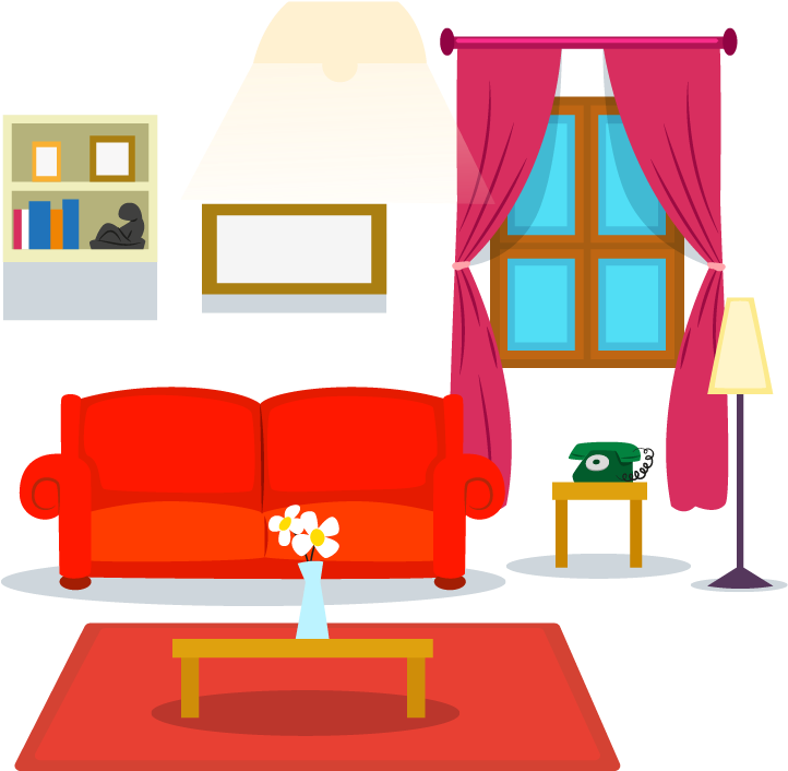 Table Living Room Couch Cartoon - Living Room Cartoon Png, Transparent Png PNG with transparent background
