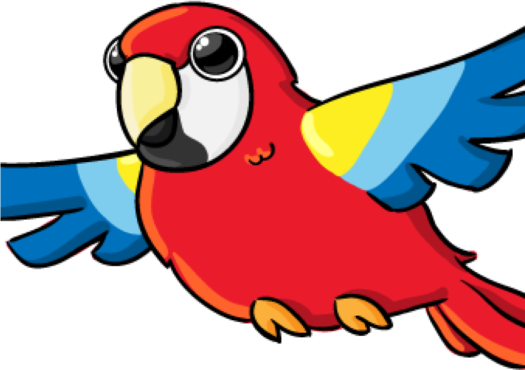 Colorful_ Cartoon_ Macaw_ Flying PNG with transparent background