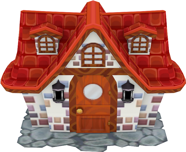 Colorful Cartoon Mansion Front View PNG with transparent background