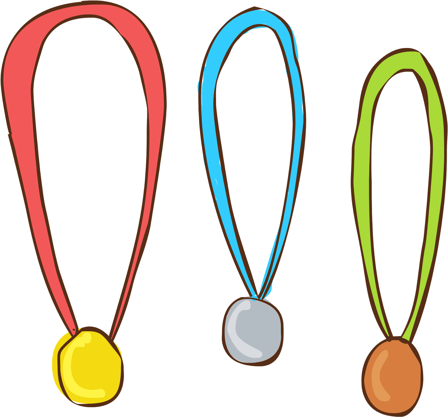 Colorful Cartoon Medals Set PNG with transparent background