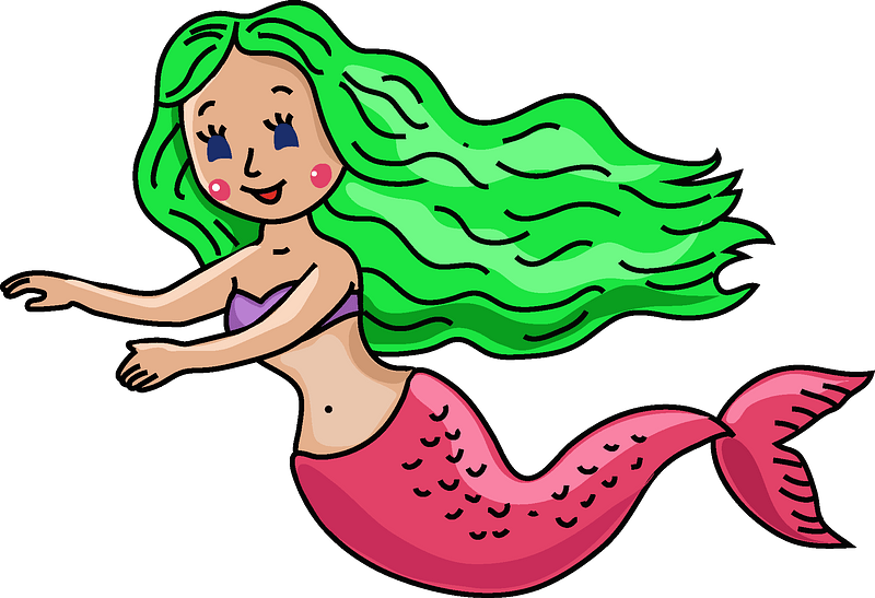 Colorful Cartoon Mermaid Clipart