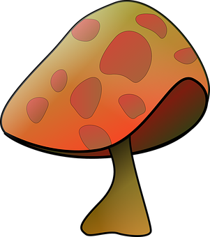 Colorful Cartoon Mushroom PNG with transparent background