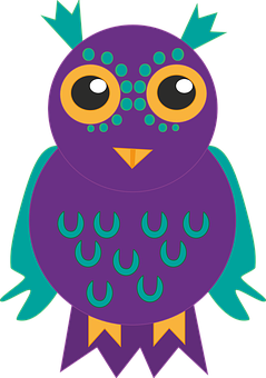 Colorful Cartoon Owl Illustration PNG with transparent background