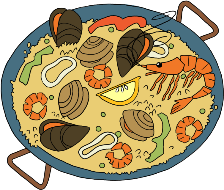 Colorful Cartoon Paella Dish