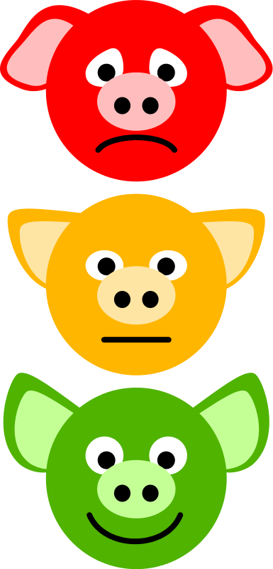 Colorful Cartoon Pigs Expressions PNG with transparent background