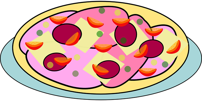 Colorful Cartoon Pizza Illustration PNG with transparent background