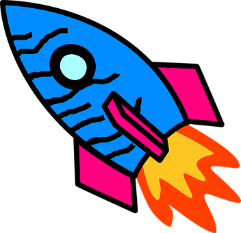 Colorful Cartoon Rocket Illustration PNG with transparent background