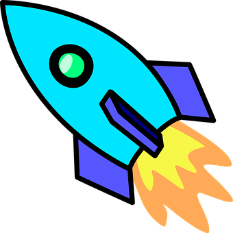 Colorful Cartoon Rocket Illustration PNG with transparent background