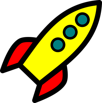Colorful Cartoon Rocket Vector PNG with transparent background