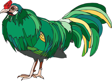 Colorful Cartoon Rooster Illustration PNG with transparent background