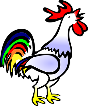 Colorful Cartoon Rooster PNG with transparent background