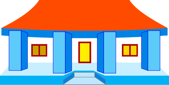 Colorful Cartoon School Front View PNG with transparent background