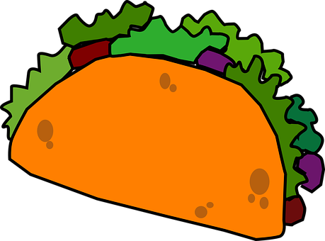 Colorful Cartoon Taco PNG with transparent background