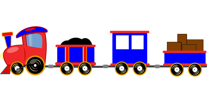 Colorful Cartoon Train Illustration PNG with transparent background