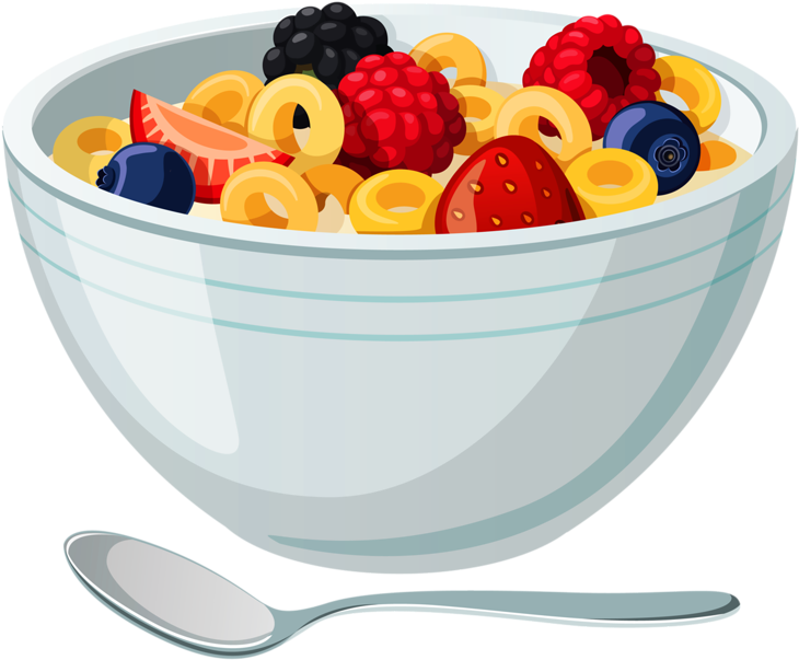 Colorful Cerealwith Fruitsand Spoon PNG image with a transparent background, free high-resolution download