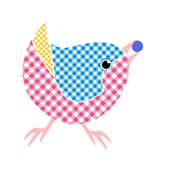 Colorful Checkered Pattern Bird Illustration PNG with transparent background