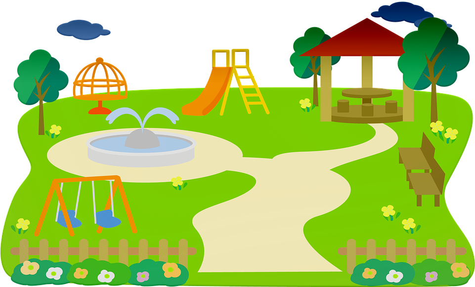 Colorful Childrens Playground Illustration