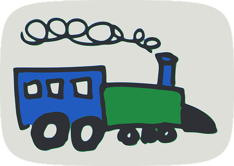 Colorful Childs Drawingof Train PNG with transparent background
