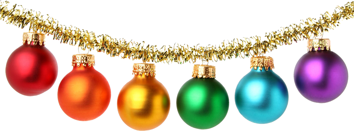 Colorful Christmas Baubleswith Golden Tinsel