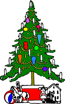 Colorful Christmas Tree Cartoon