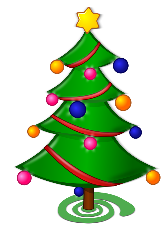 Colorful Christmas Tree Illustration PNG with transparent background