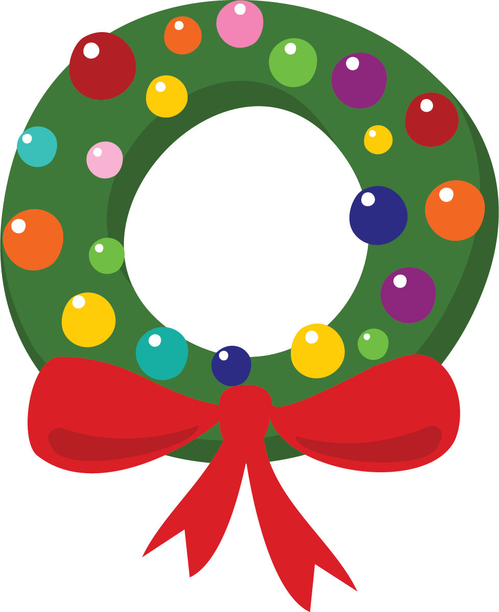 Colorful Christmas Wreath Illustration