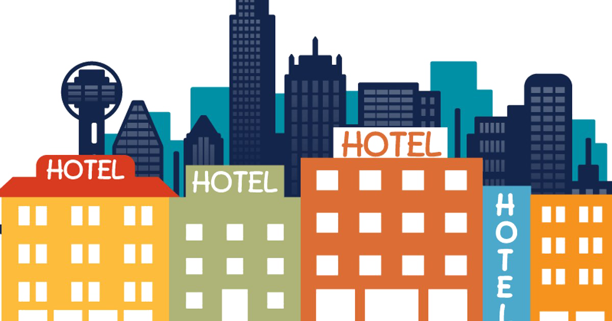 Colorful Cityscape Hotel Illustration PNG with transparent background