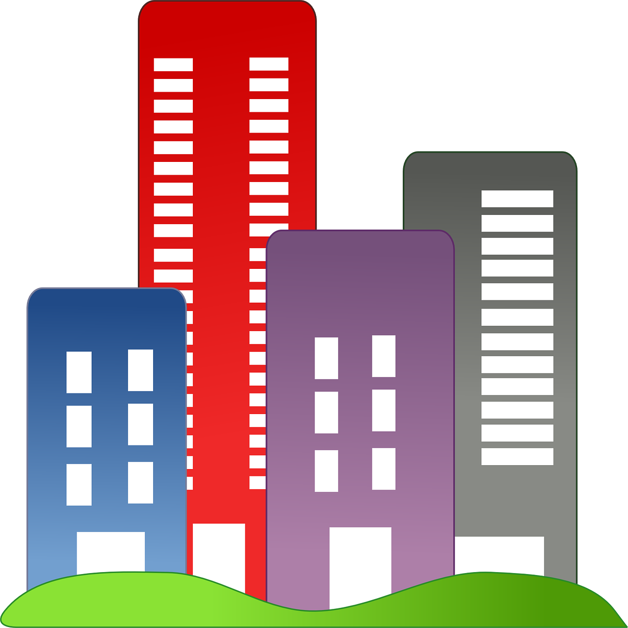 Colorful Cityscape Vector Illustration PNG image with a transparent background, free high-resolution download