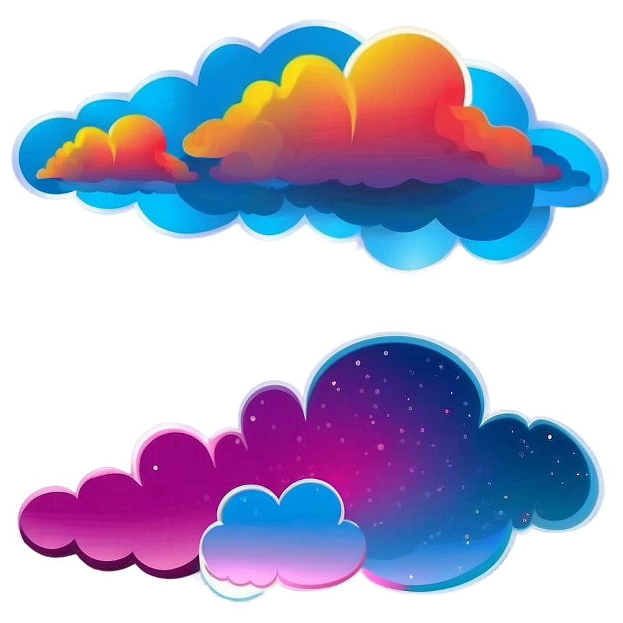 Colorful Cloud Vector Set Png 68