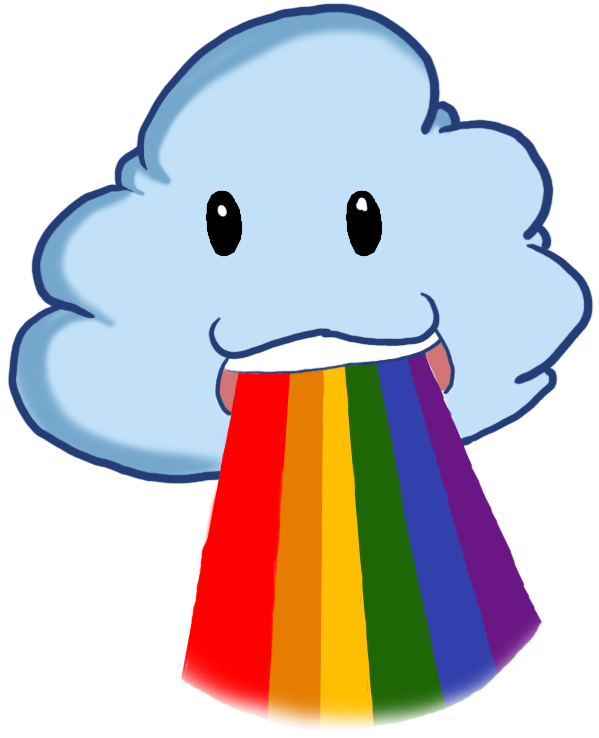 Colorful Cloud Vomiting Rainbow PNG with transparent background
