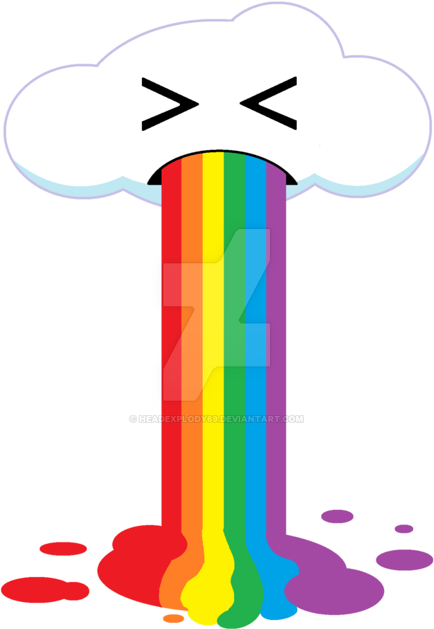 Colorful Cloud Vomiting Rainbow PNG with transparent background