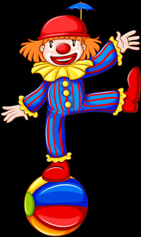 Colorful Clown Balancingon Ball PNG with transparent background