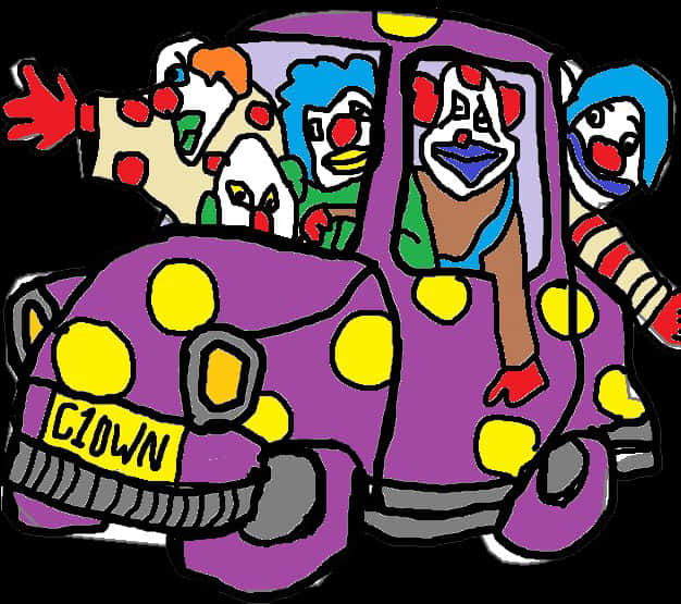 Colorful Clown Car Cartoon