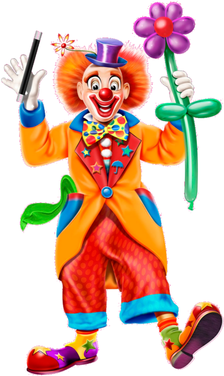 Colorful Clownwith Balloon Flowerand Magic Wand