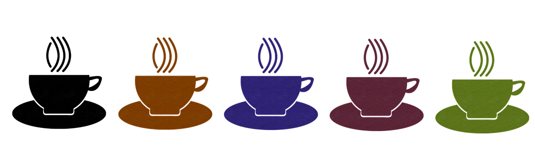 Colorful Coffee Cups Row