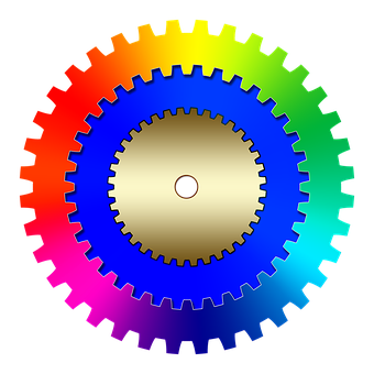 Colorful Cogwheel Illustration PNG with transparent background