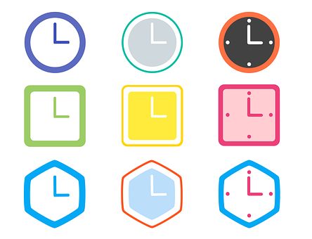 Colorful Collectionof Clocks PNG with transparent background