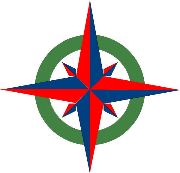 Compass Rose Red Blue Green Clip Art - Compass Rose In Color, HD Png Download PNG with transparent background